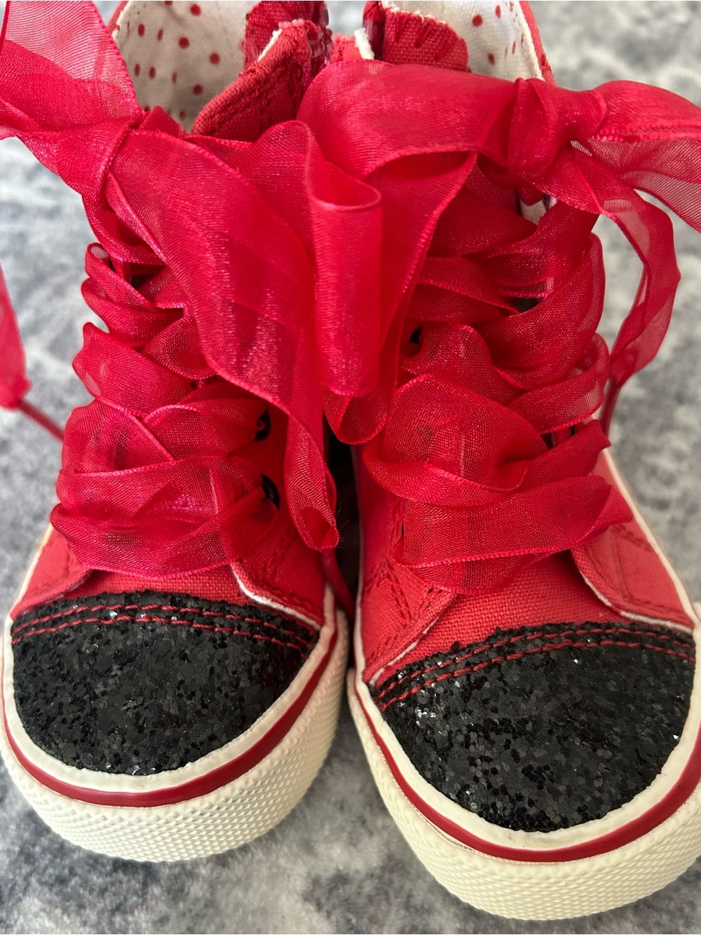 Toddler Girls 6m Red Dressy High Top Sneakers